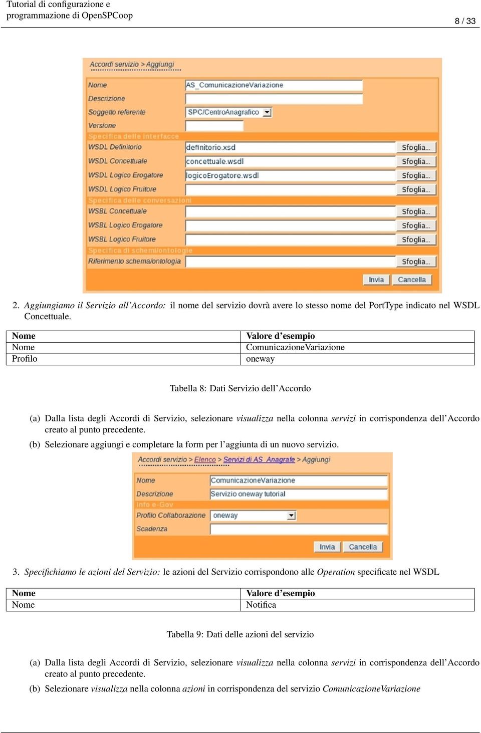 creato al punto precedente. (b) Selezionare aggiungi e completare la form per l aggiunta di un nuovo servizio. 3.