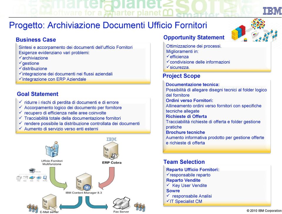 recupero di efficienza nelle aree coinvolte Tracciabilità totale della documentazione fornitori rendere possibile la distribuzione controllata dei documenti Aumento di servizio verso enti esterni