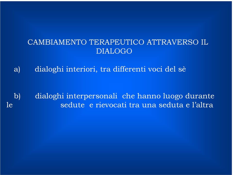 b) dialoghi interpersonali che hanno luogo