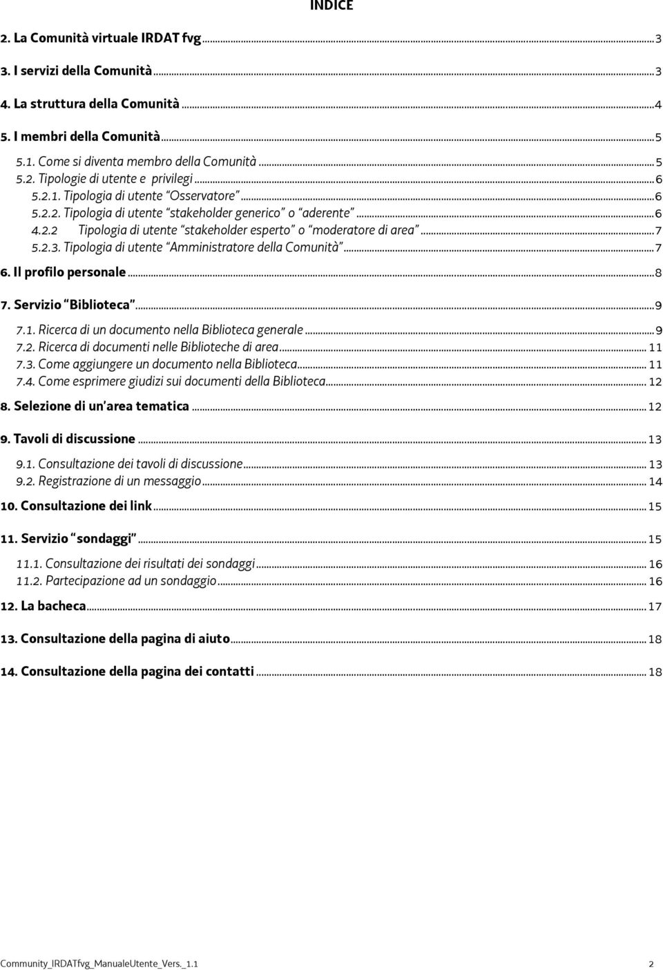 Tipologia di utente Amministratore della Comunità...7 6. Il profilo personale...8 7. Servizio Biblioteca...9 7.1. Ricerca di un documento nella Biblioteca generale...9 7.2.