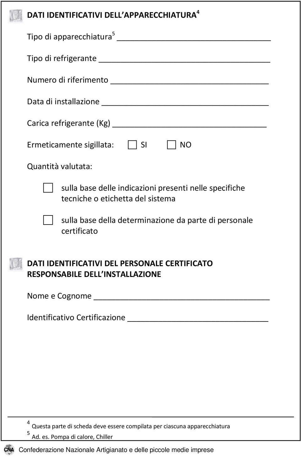 del sistema sulla base della determinazione da parte di personale certificato DATI IDENTIFICATIVI DEL PERSONALE CERTIFICATO RESPONSABILE DELL