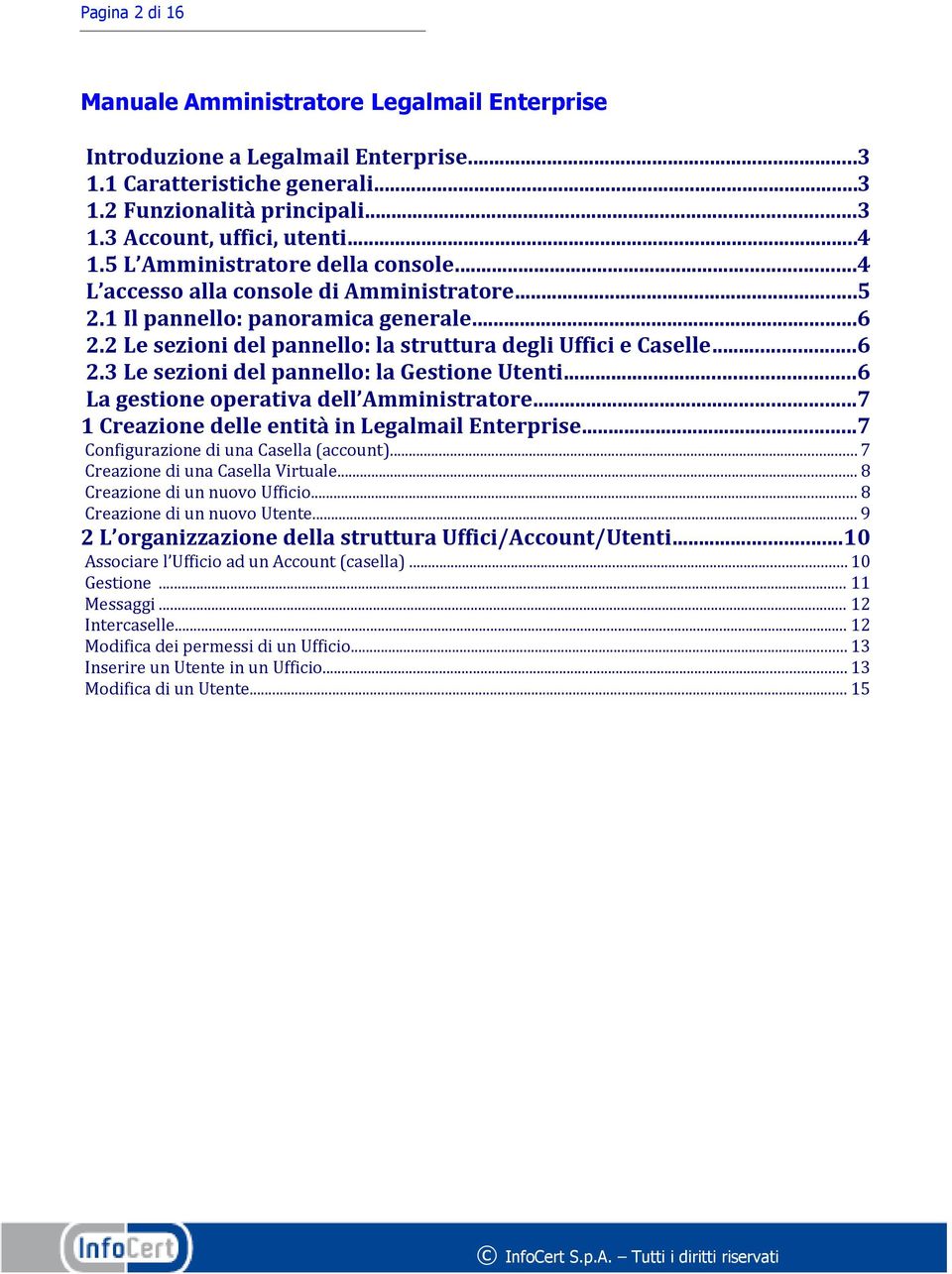 ..6 La gestione operativa dell Amministratore...7 1 Creazione delle entità in Legalmail Enterprise...7 Configurazione di una Casella (account)... 7 Creazione di una Casella Virtuale.