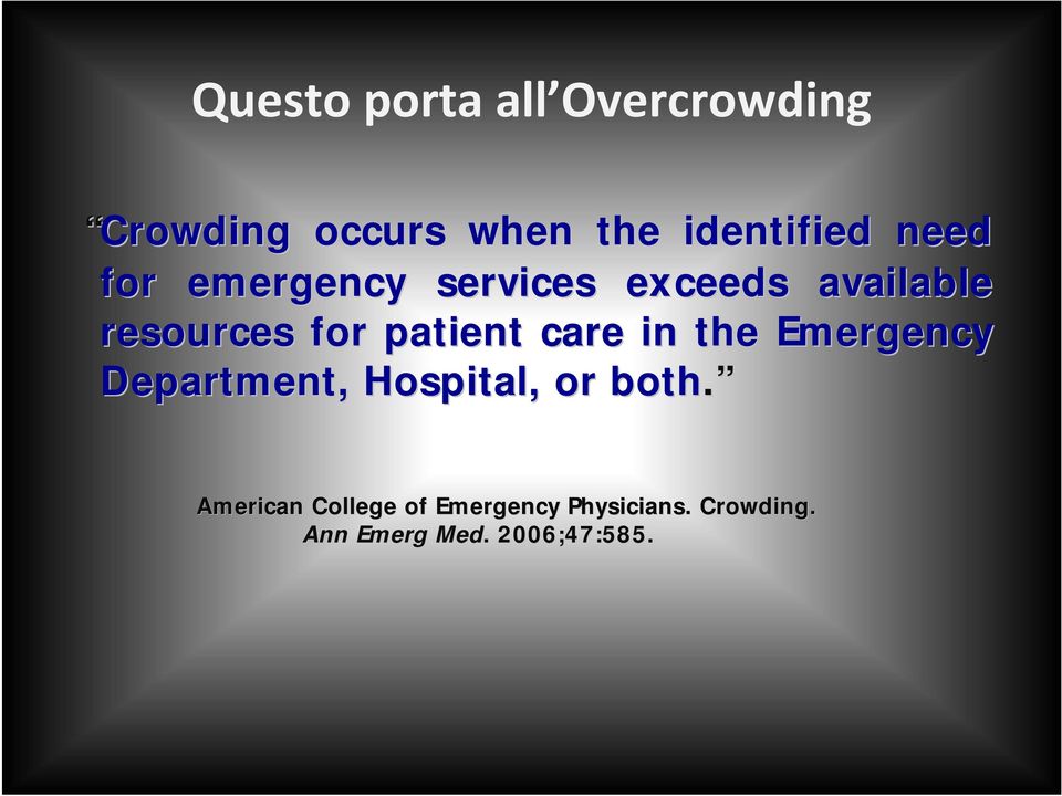 patient care in the Emergency Department, Hospital, or both.