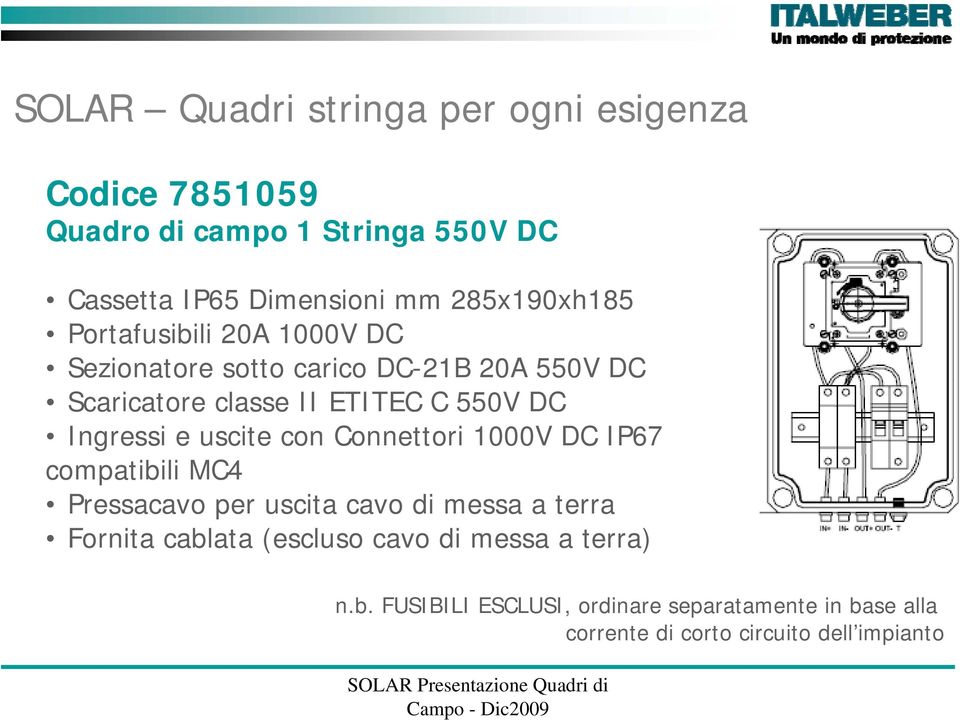 sotto carico DC-21B 20A 550V DC Scaricatore classe II