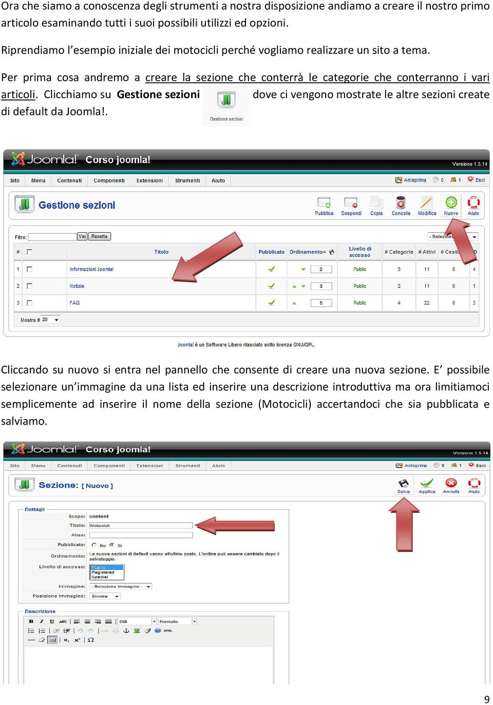 Per prima cosa andremo a creare la sezione che conterrà le categorie che conterranno i vari articoli.