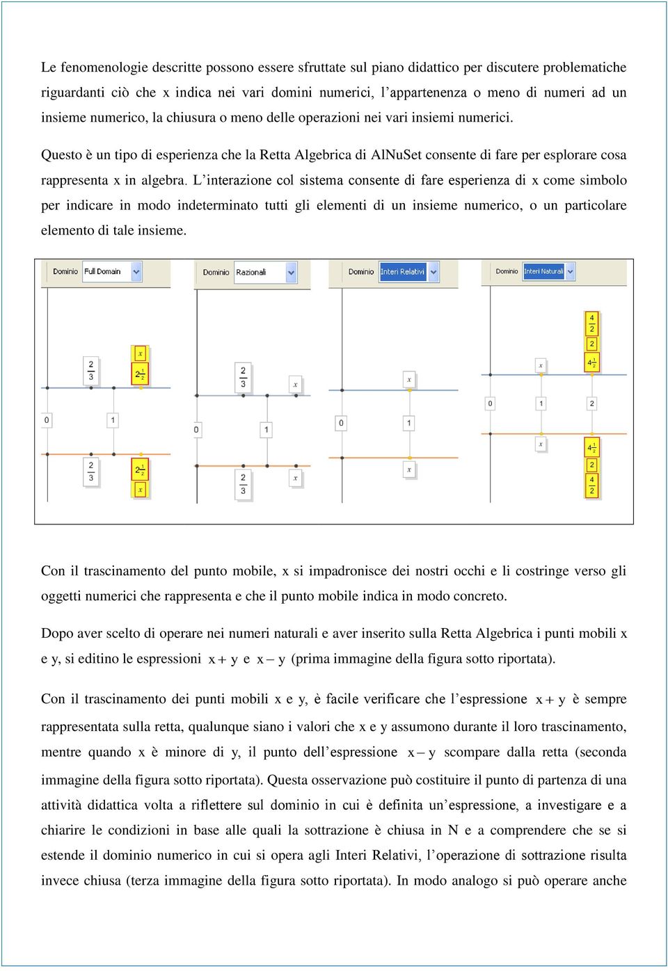 Questo è un tipo di esperienza che la Retta Algebrica di AlNuSet consente di fare per esplorare cosa rappresenta x in algebra.