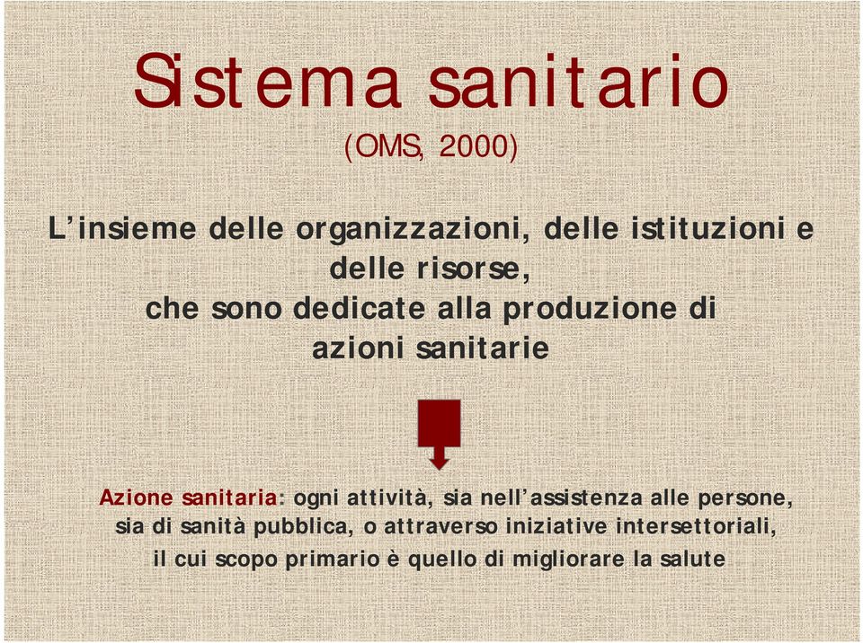 sanitaria: ogni attività, sia nell assistenza alle persone, sia di sanità pubblica,