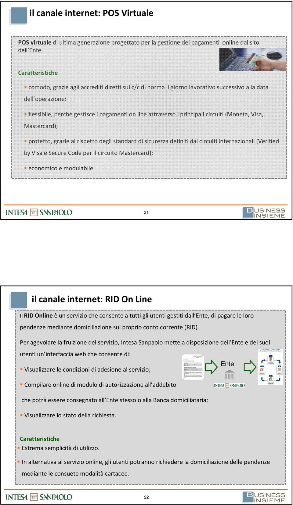 principali circuiti (Moneta, Visa, Mastercard); protetto, grazie al rispetto degli standard di sicurezza definiti dai circuiti internazionali (Verified by Visa e Secure Code per il circuito