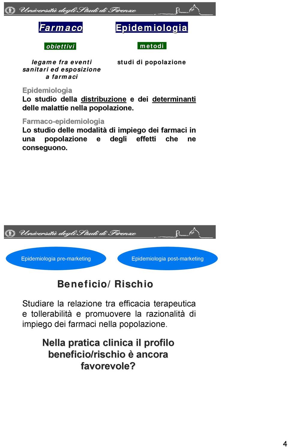 Farmaco-epidemiologia Lo studio delle modalità di impiego dei farmaci in una popolazione e degli effetti che ne conseguono.