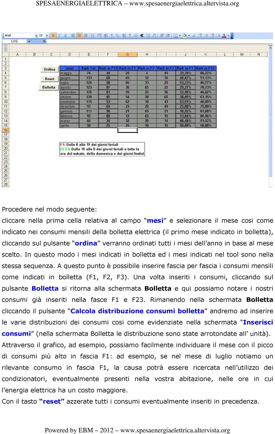 In questo modo i mesi indicati in bolletta ed i mesi indicati nel tool sono nella stessa sequenza.