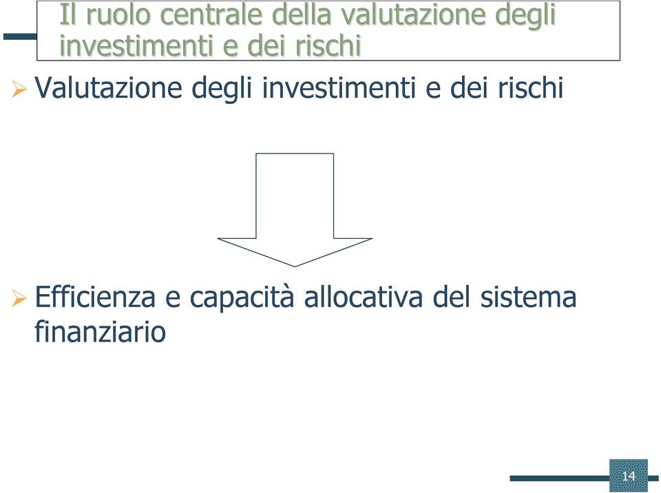 degli investimenti e dei rischi Efficienza