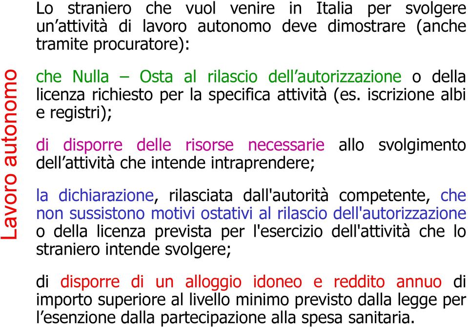 iscrizione albi e registri); di disporre delle risorse necessarie allo svolgimento dell attività che intende intraprendere; la dichiarazione, rilasciata dall'autorità competente, che non