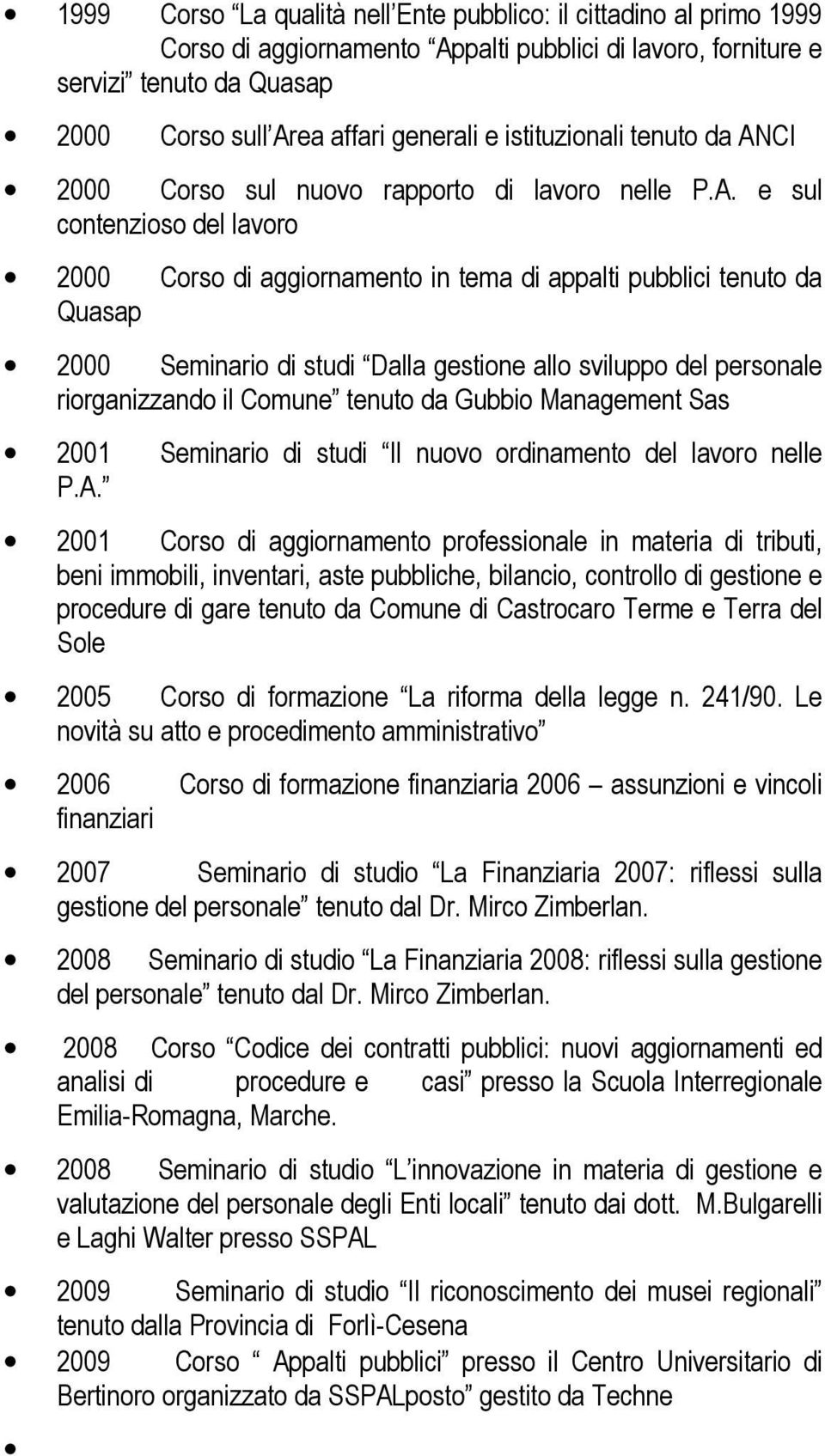 CI 2000 Corso sul nuovo rapporto di lavoro nelle P.A.