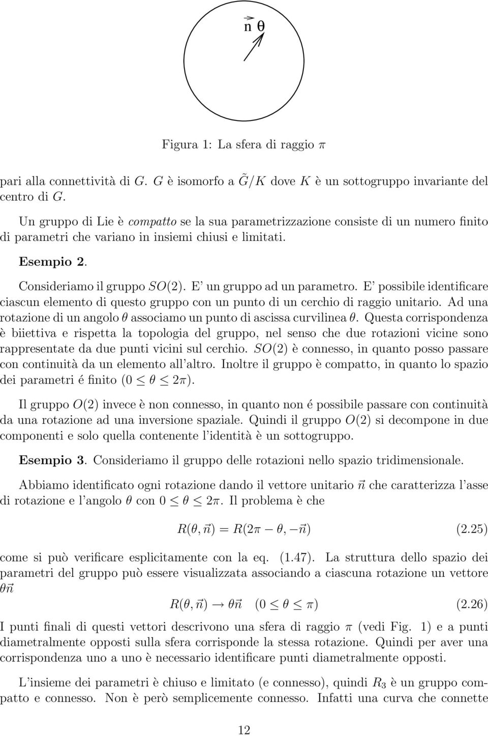 E un gruppo ad un parametro. E possibile identificare ciascun elemento di questo gruppo con un punto di un cerchio di raggio unitario.