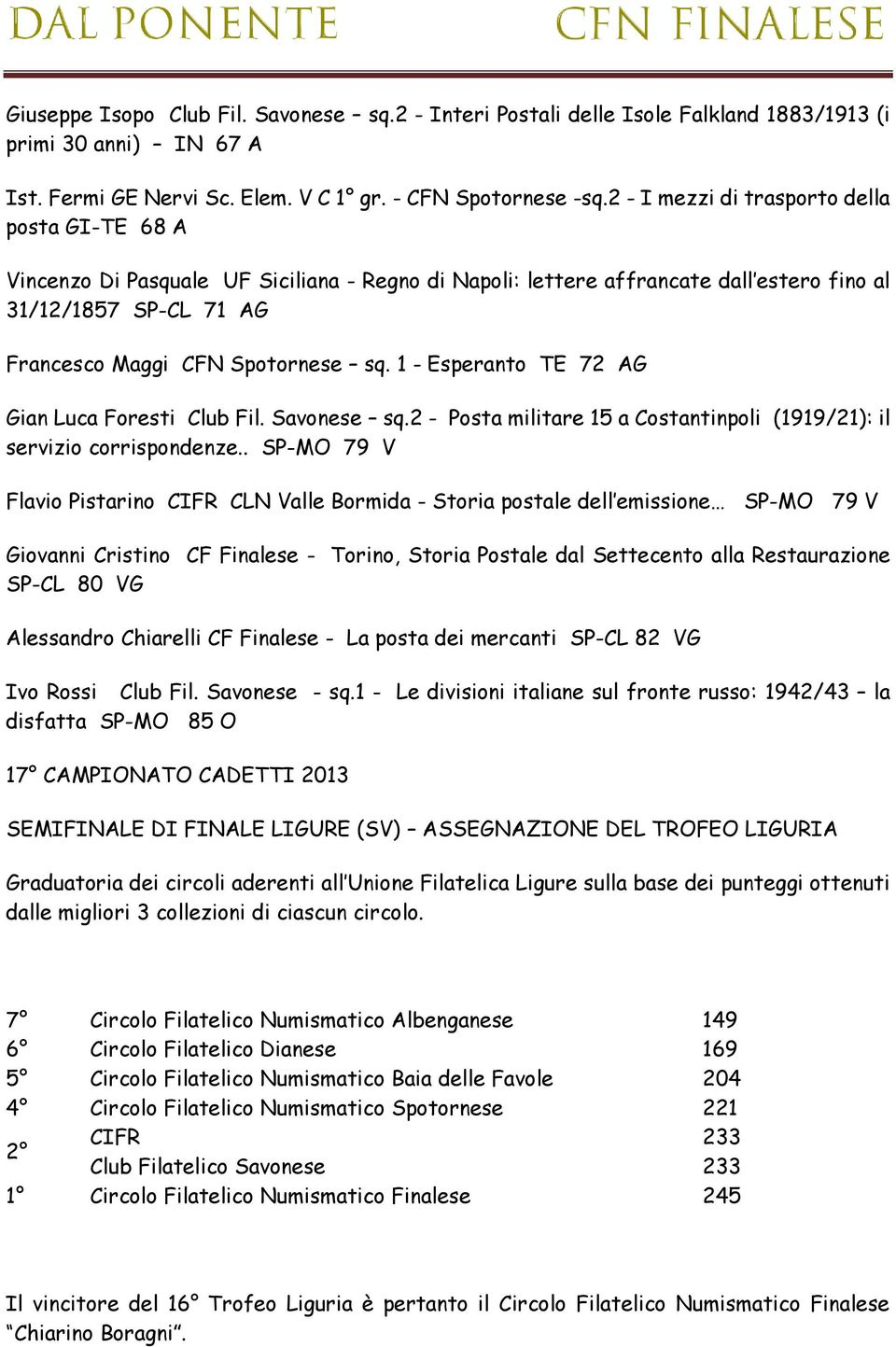 1 - Esperanto TE 72 AG Gian Luca Foresti Club Fil. Savonese sq.2 - Posta militare 15 a Costantinpoli (1919/21): il servizio corrispondenze.