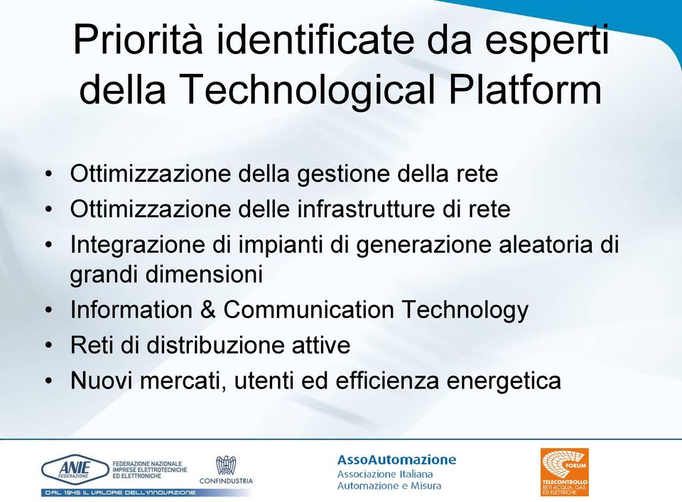 impianti di generazione aleatoria di grandi dimensioni Information & Communication