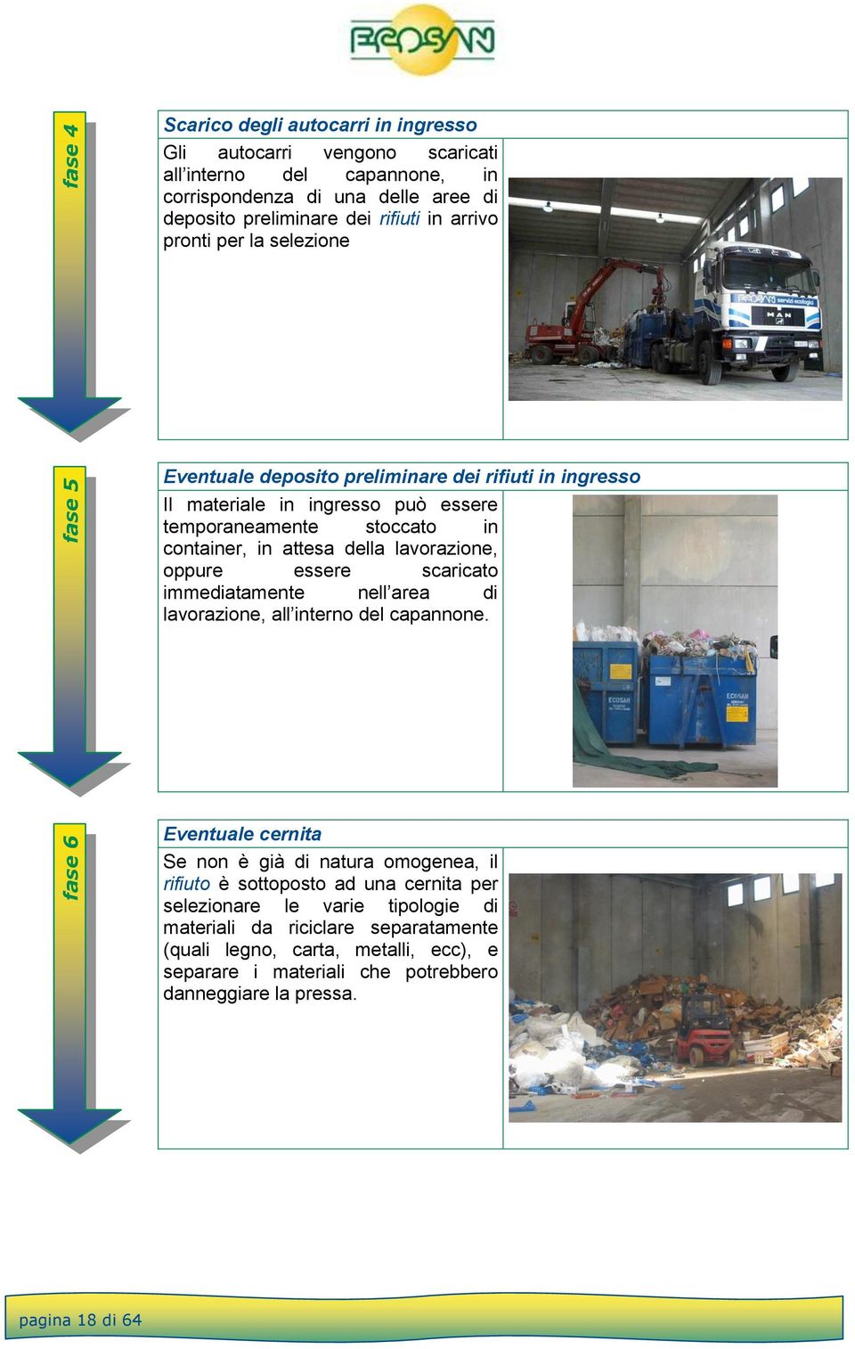 lavorazione, oppure essere scaricato immediatamente nell area di lavorazione, all interno del capannone.