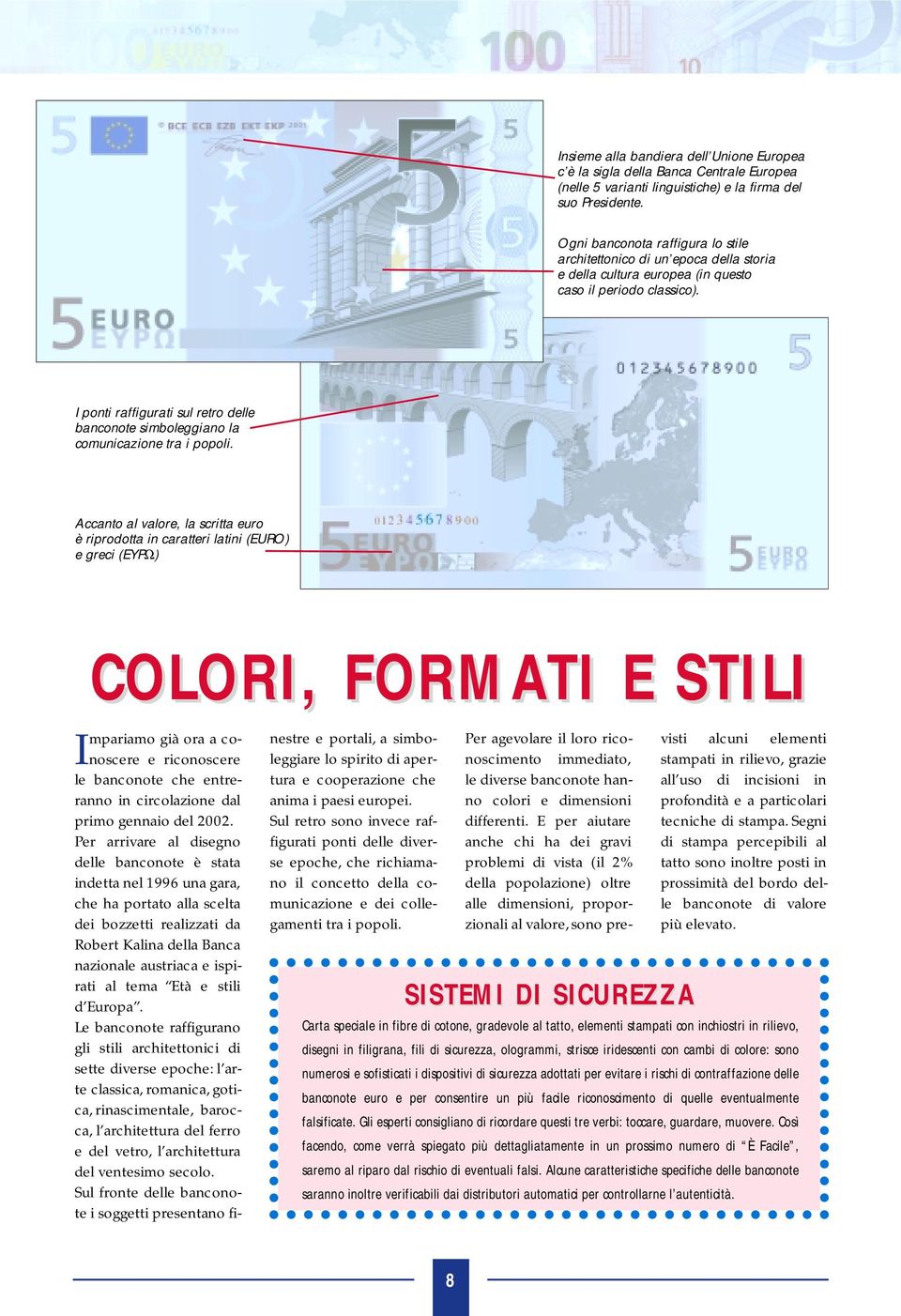 I ponti raffigurati sul retro delle banconote simboleggiano la comunicazione tra i popoli.