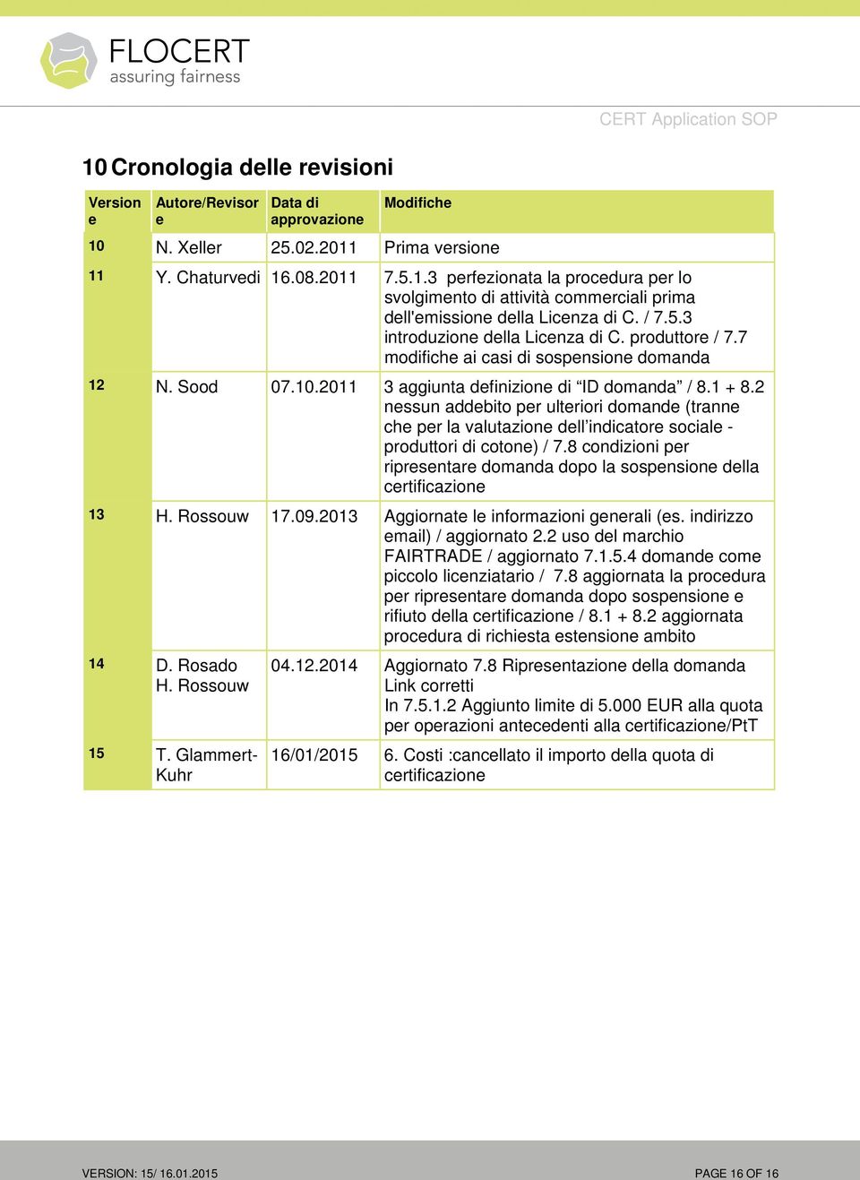 2 nessun addebito per ulteriori domande (tranne che per la valutazione dell indicatore sociale - produttori di cotone) / 7.