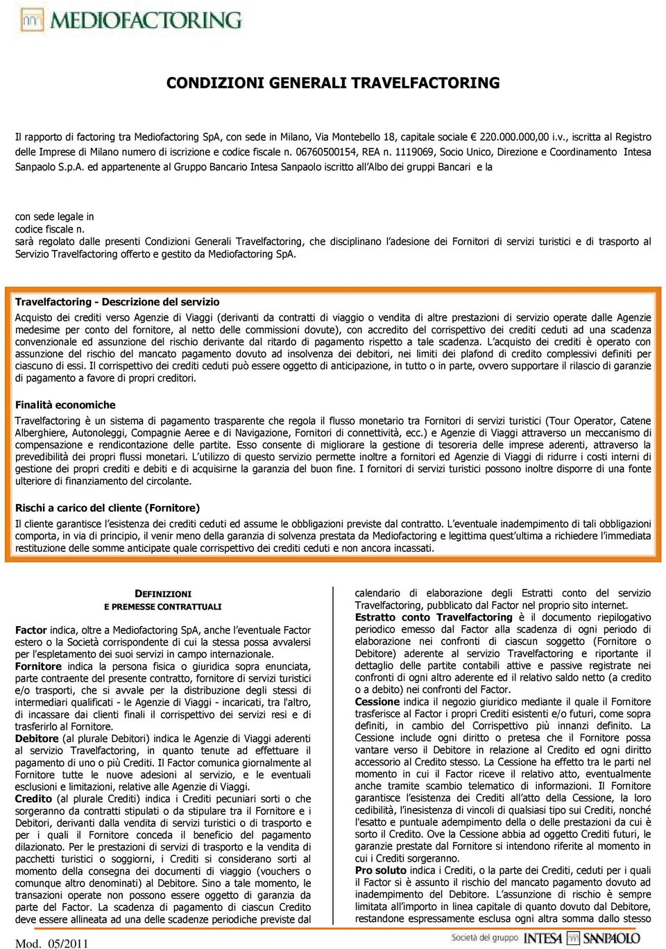 n. 1119069, Socio Unico, Direzione e Coordinamento Intesa Sanpaolo S.p.A.