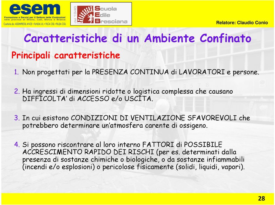 In cui esistono CONDIZIONI DI VENTILAZIONE SFAVOREVOLI che potrebbero determinare un atmosfera carente di ossigeno. 4.