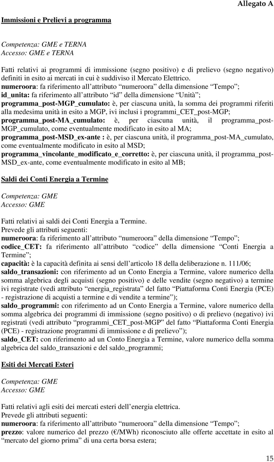 numeroora: fa riferimento all attributo numeroora della dimensione Tempo ; id_unita: fa riferimento all attributo id della dimensione Unità ; programma_post-mgp_cumulato: è, per ciascuna unità, la