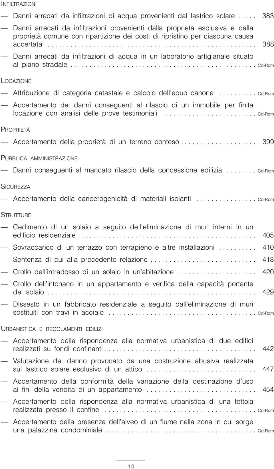 ...................................................... 388 Danni arrecati da infiltrazioni di acqua in un laboratorio artigianale situato al piano stradale.