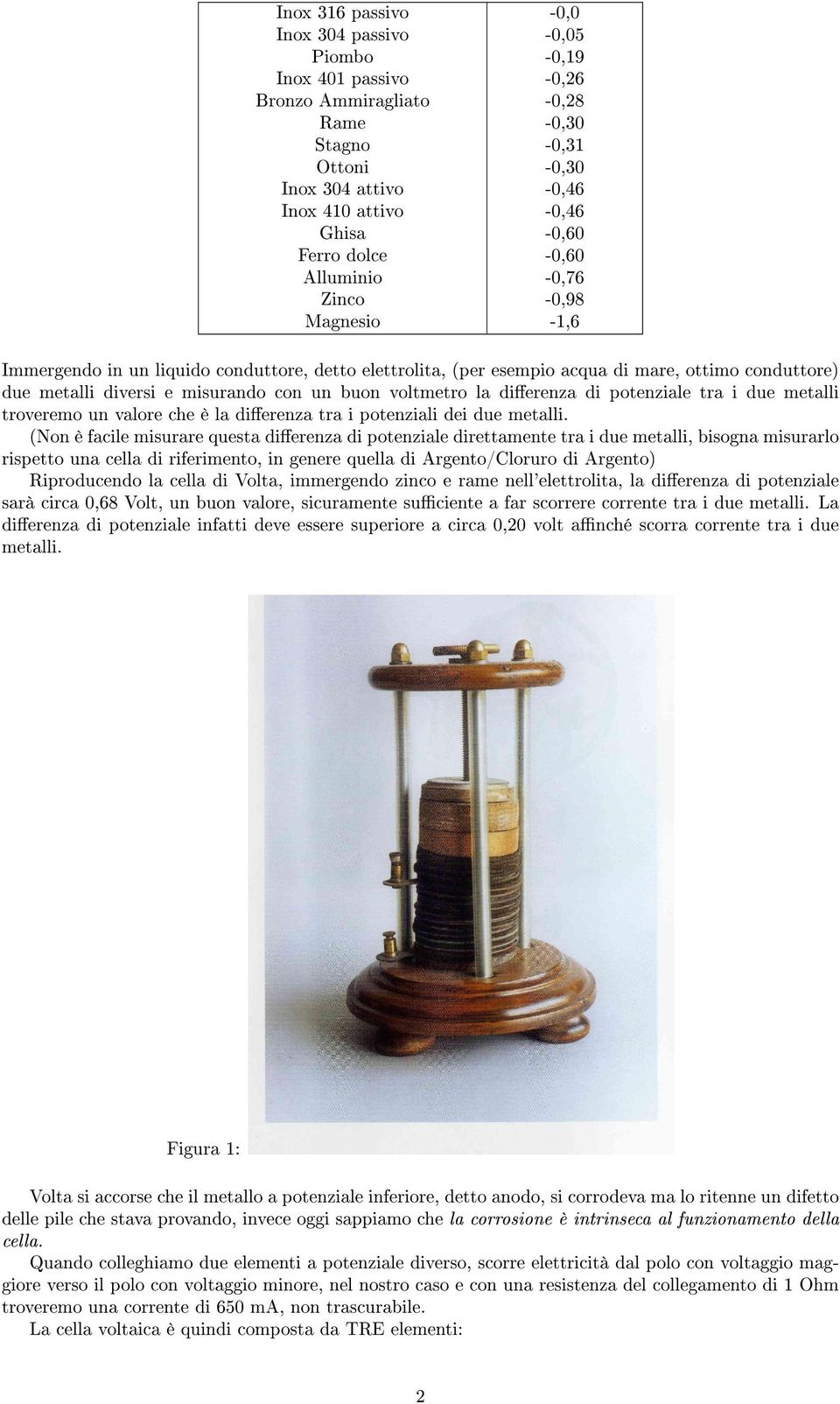 misurando con un buon voltmetro la dierenza di potenziale tra i due metalli troveremo un valore che è la dierenza tra i potenziali dei due metalli.