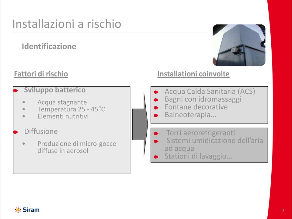 Installationi coinvolte Acqua Calda Sanitaria(ACS) Bagni con idromassaggi Fontane decorative