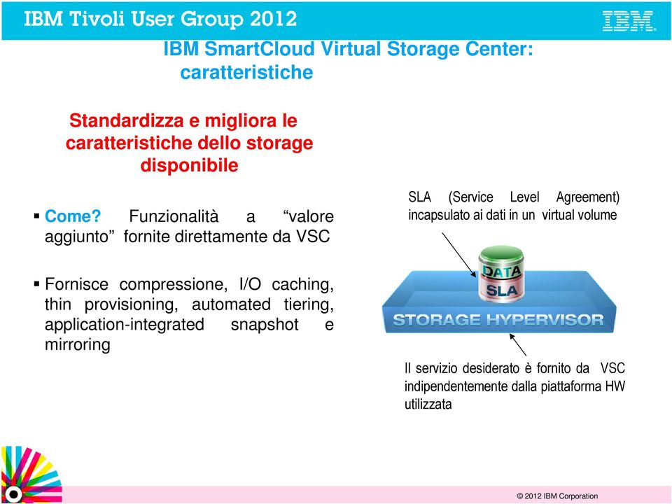 Funzionalità a valore aggiunto fornite direttamente da VSC SLA (Service Level Agreement) incapsulato ai dati in un