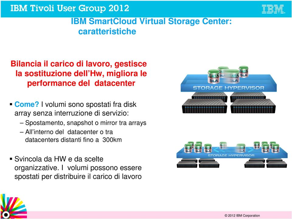 I volumi sono spostati fra disk array senza interruzione di servizio: Spostamento, snapshot o mirror tra arrays