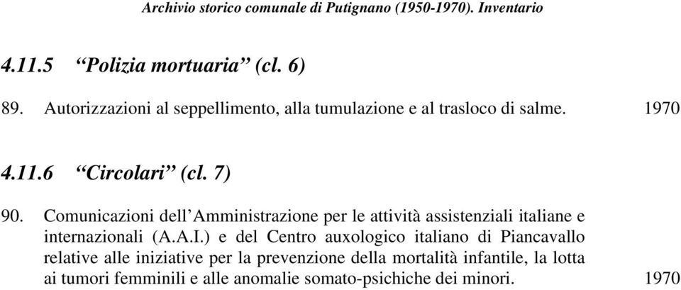 Comunicazioni dell Amministrazione per le attività assistenziali italiane e internazionali (A.A.I.