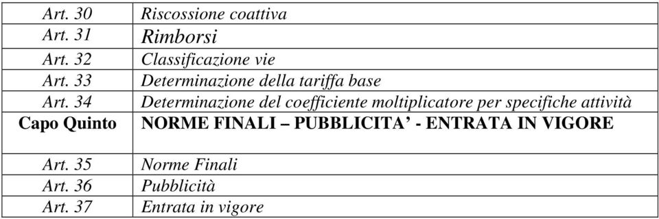 tariffa base Determinazione del coefficiente moltiplicatore per specifiche