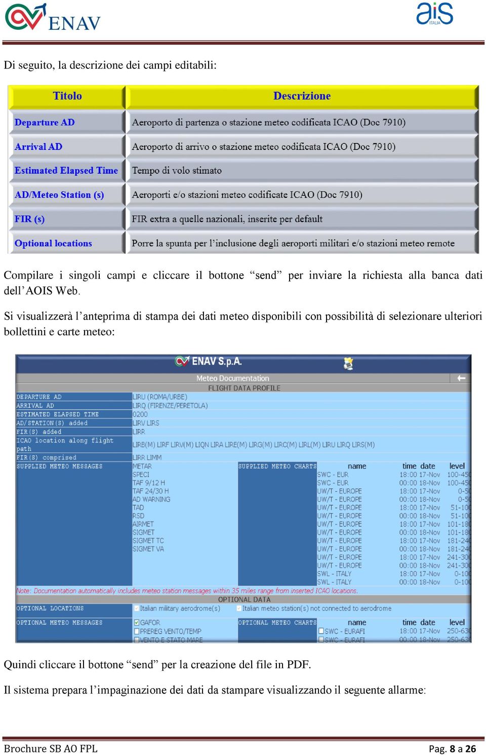 Si visualizzerà l anteprima di stampa dei dati meteo disponibili con possibilità di selezionare ulteriori bollettini e