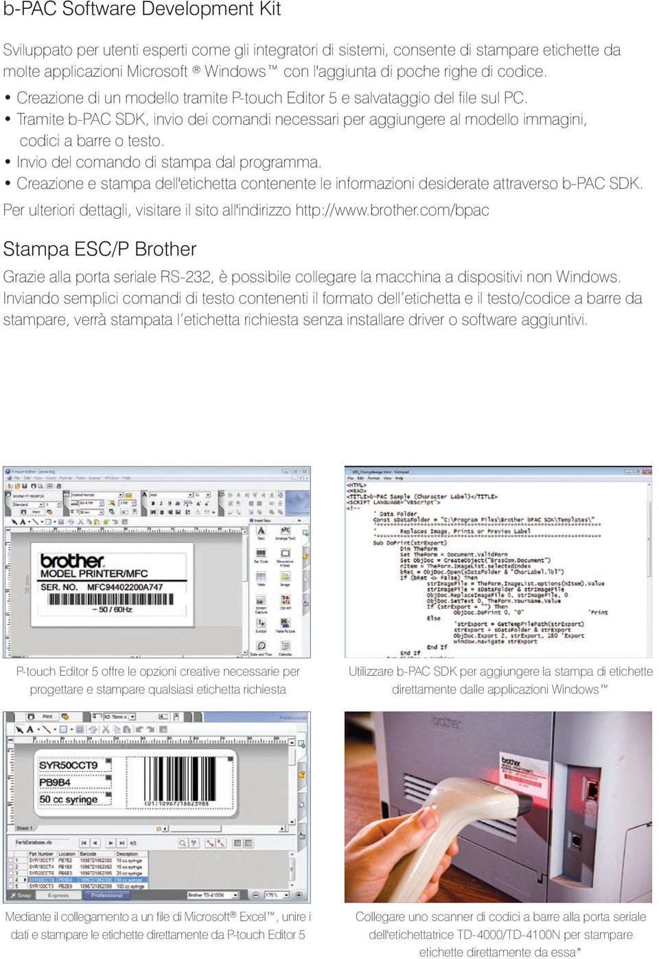 Invio del comando di stampa dal programma. Creazione e stampa dell'etichetta contenente le informazioni desiderate attraverso b-pac SDK.