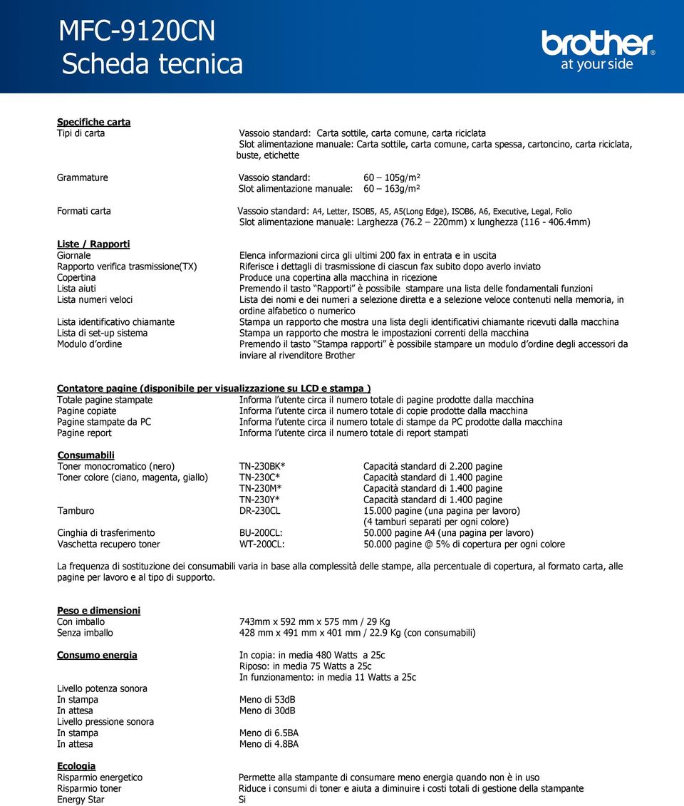 numeri veloci Lista identificativo chiamante Lista di set-up sistema Modulo d ordine Vassoio standard: A4, Letter, ISOB5, A5, A5(Long Edge), ISOB6, A6, Executive, Legal, Folio Slot alimentazione