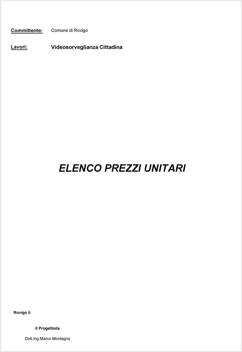 Cittadina ELENCO PREZZI UNITARI