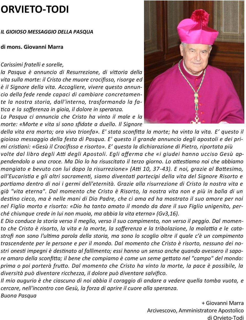 Accogliere, vivere questo annuncio della fede rende capaci di cambiare concretamente la nostra storia, dall'interno, trasformando la fatica e la sofferenza in gioia, il dolore in speranza.