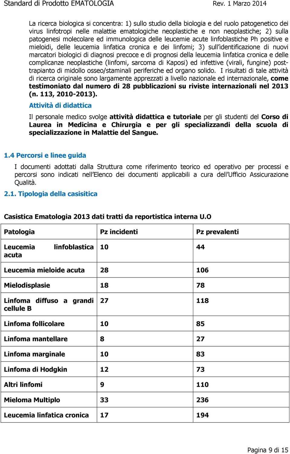 precoce e di prognosi della leucemia linfatica cronica e delle complicanze neoplastiche (linfomi, sarcoma di Kaposi) ed infettive (virali, fungine) posttrapianto di midollo osseo/staminali