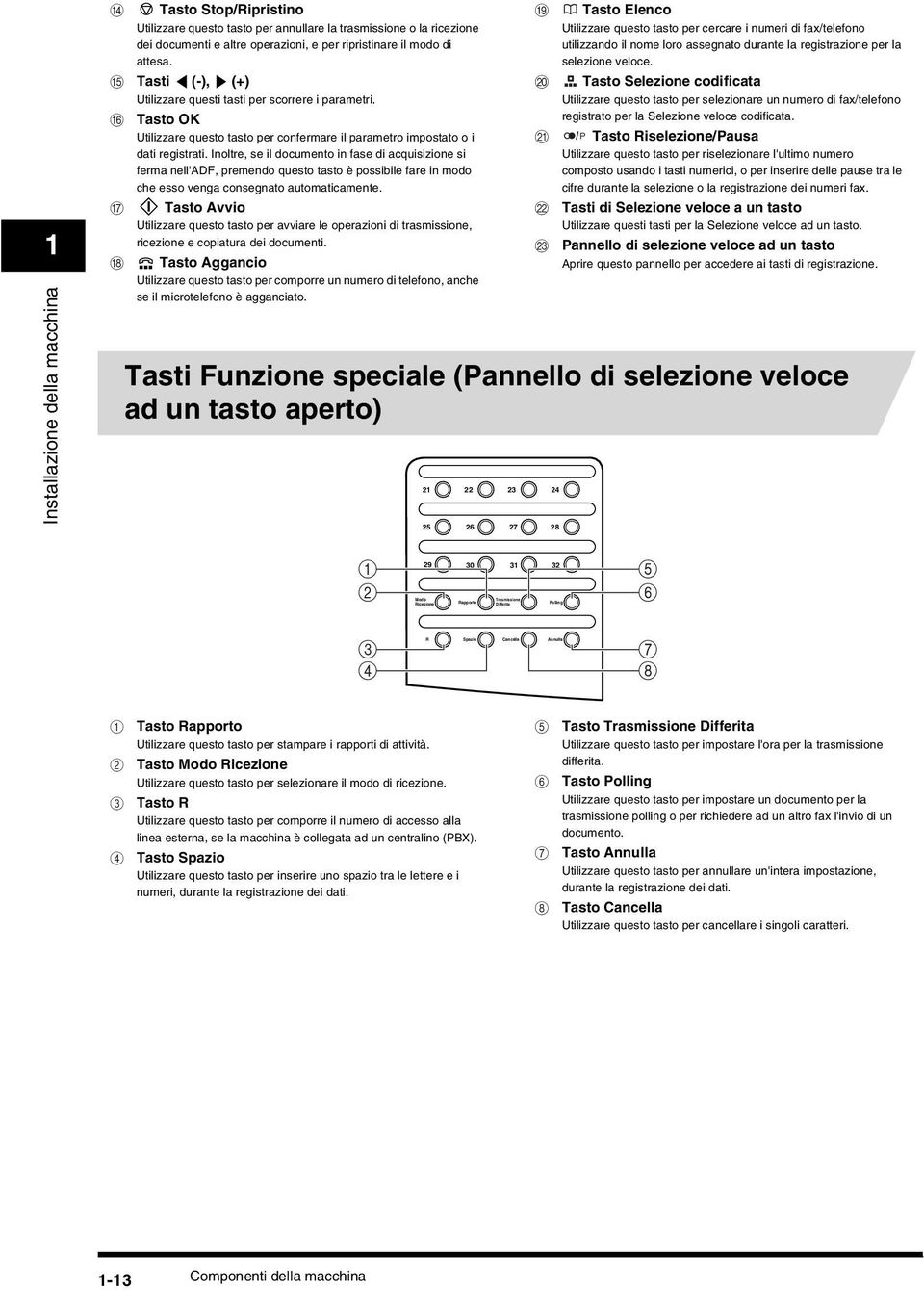 Inoltre, se il documento in fase di acquisizione si ferma nell'adf, premendo questo tasto è possibile fare in modo che esso venga consegnato automaticamente.