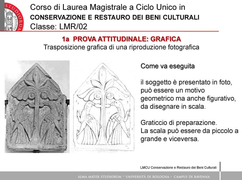 essere un motivo geometrico ma anche figurativo, da disegnare in scala.