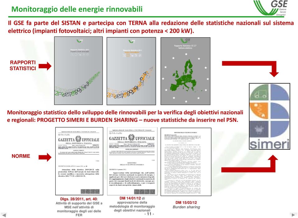 RAPPORTI STATISTICI Monitoraggio statistico dello sviluppo delle rinnovabili per la verifica degli obiettivi nazionali e regionali: PROGETTO SIMERI E BURDEN