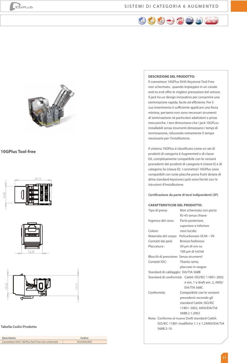 Per il suo inserimento è sufficiente applicare una forza minima, pertanto non sono necessari strumenti di terminazione né particolari adattatori o pinze installabili senza strumenti dimezzano i tempi