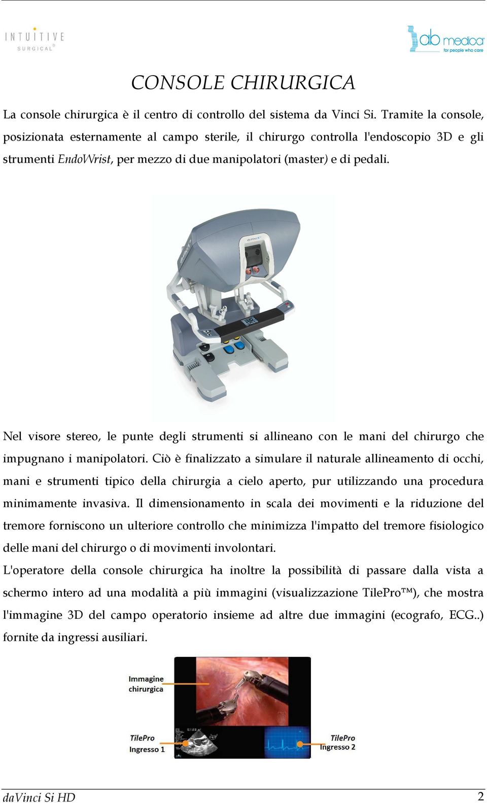 Nel visore stereo, le punte degli strumenti si allineano con le mani del chirurgo che impugnano i manipolatori.