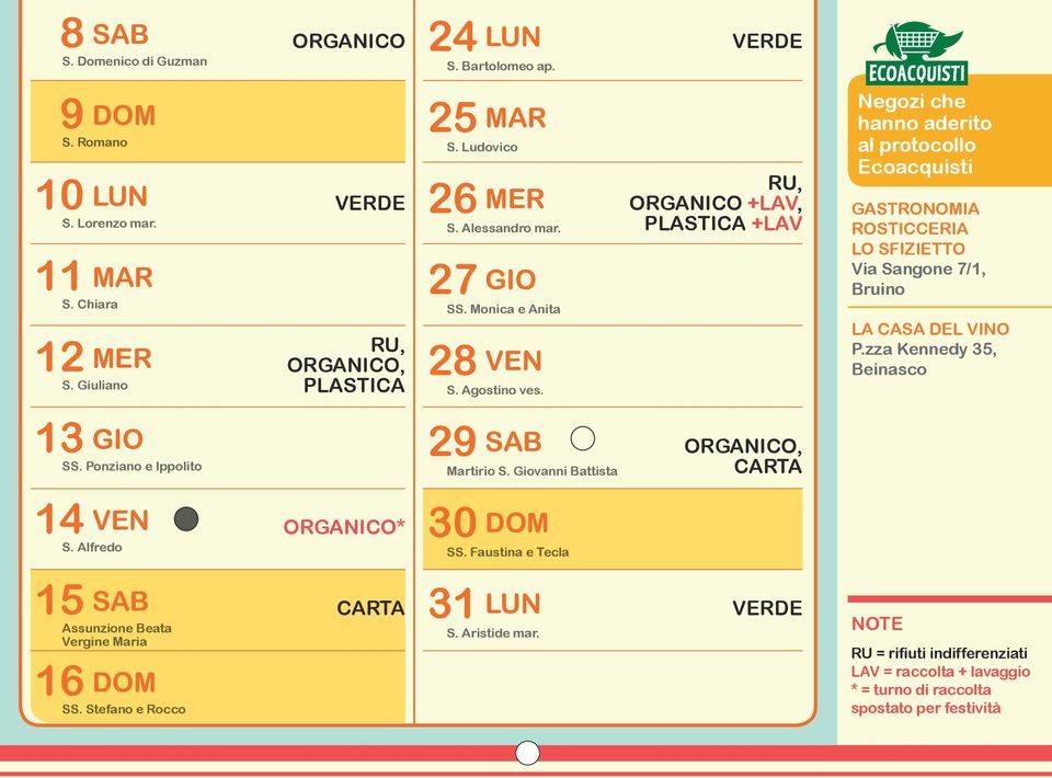 +LAV, +LAV Negozi che hanno aderito al protocollo Ecoacquisti GASTRONOMIA ROSTICCERIA LO SFIZIETTO Via Sangone 7/1, Bruino LA CASA DEL VINO P.