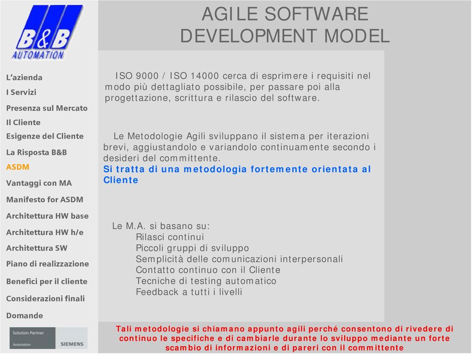 Si tratta di una metodologia fortemente orientata al Cliente Le M.A.