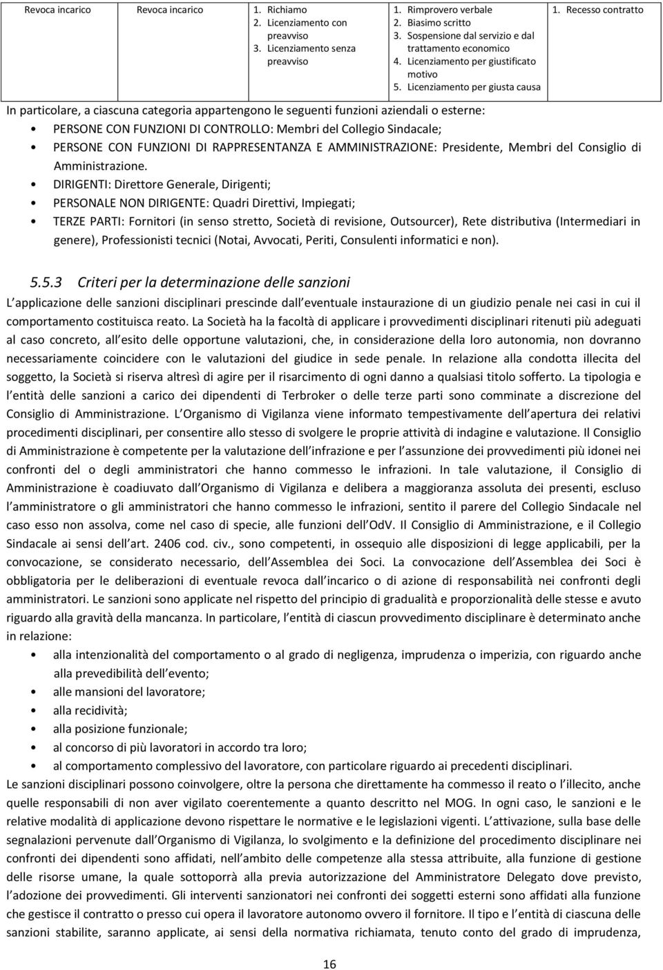 Recesso contratto In particolare, a ciascuna categoria appartengono le seguenti funzioni aziendali o esterne: PERSONE CON FUNZIONI DI CONTROLLO: Membri del Collegio Sindacale; PERSONE CON FUNZIONI DI