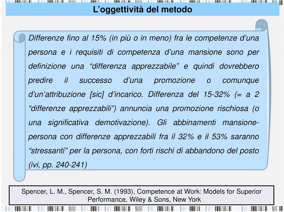 Differenza del 15-32% (= a 2 differenze apprezzabili ) annuncia una promozione rischiosa (o una significativa demotivazione).