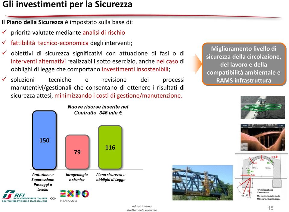 tecniche e revisione dei processi manutentivi/gestionali che consentano di ottenere i risultati di sicurezza attesi, minimizzando i costi di gestione/manutenzione.