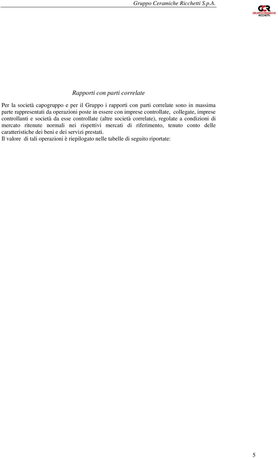 controllate (altre società correlate), regolate a condizioni di mercato ritenute normali nei rispettivi mercati di riferimento,